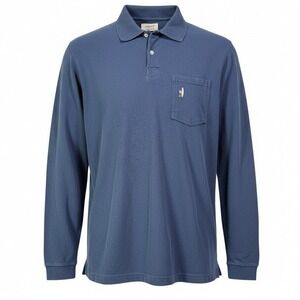 Johnnie O Long Sleeve Polo Shirt Men's Medium Blue Long Sleeve Surf Graphic